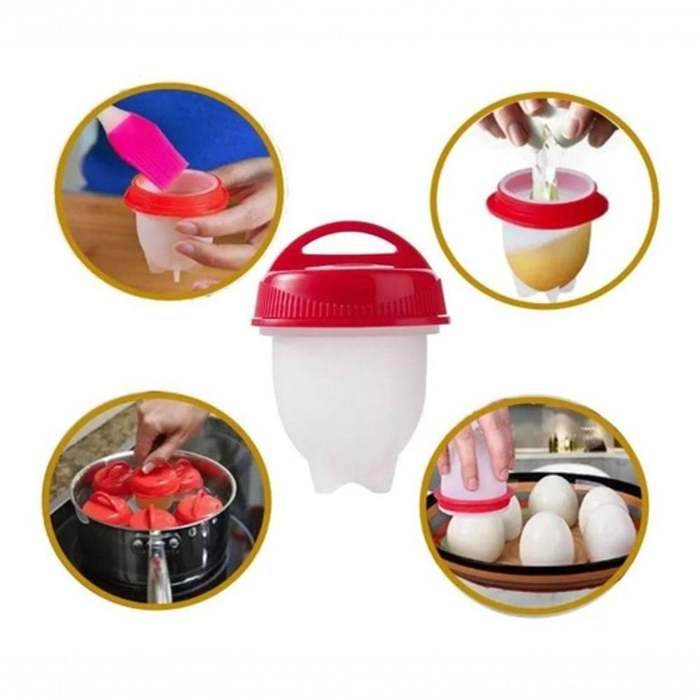 Kit 06 Forminhas De Silicone Cozedor De Ovos Easyeggs