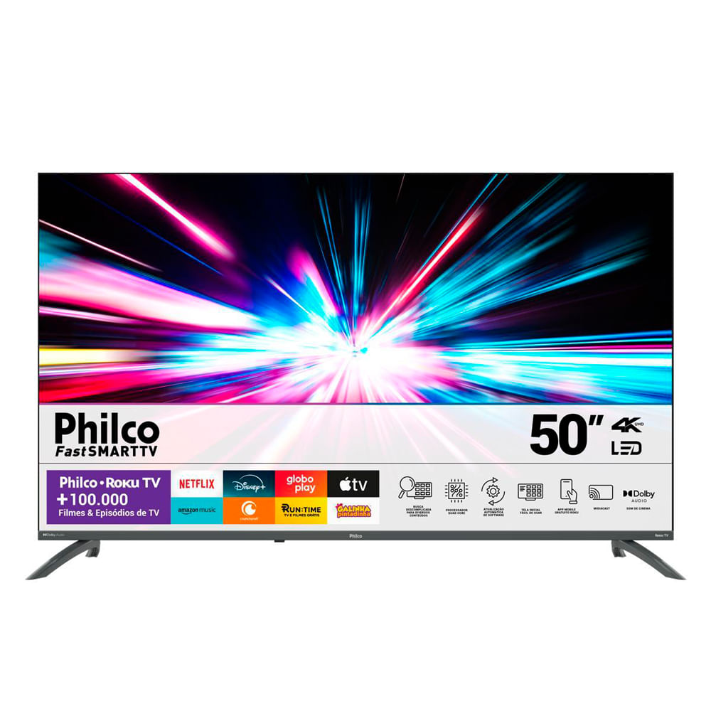 Smart TV 50” Philco PTV50VA4REGB Roku TV LED Dolby Audio