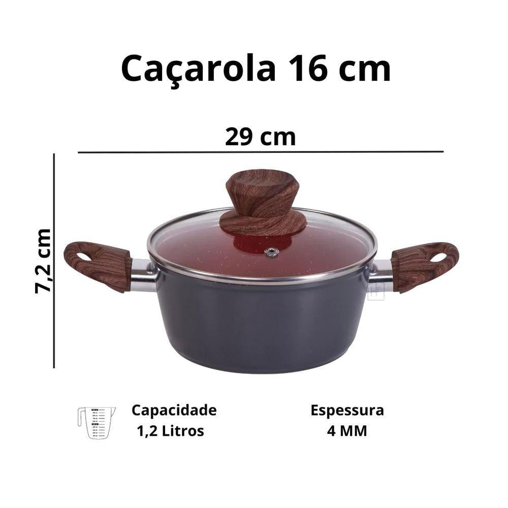 Panela Caçarola Nano Cerâmica Antiaderente Indução Tv 16cm