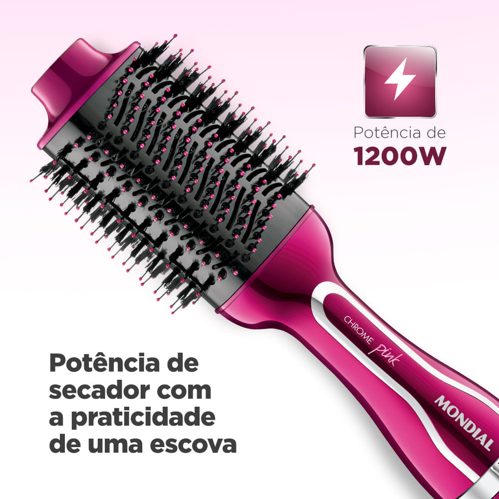 Escova Secadora Mondial Chrome Pink ES-04 220