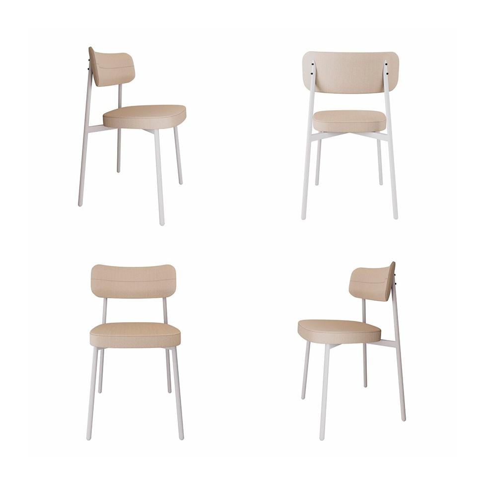 Conjunto com 4 Cadeiras Alloa Polipropileno Areia e Branco