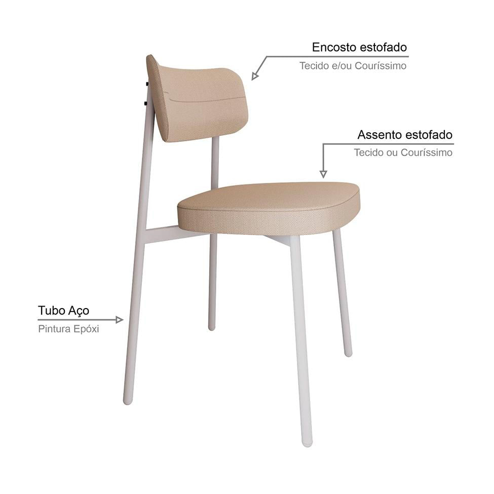Conjunto com 4 Cadeiras Alloa Polipropileno Areia e Branco