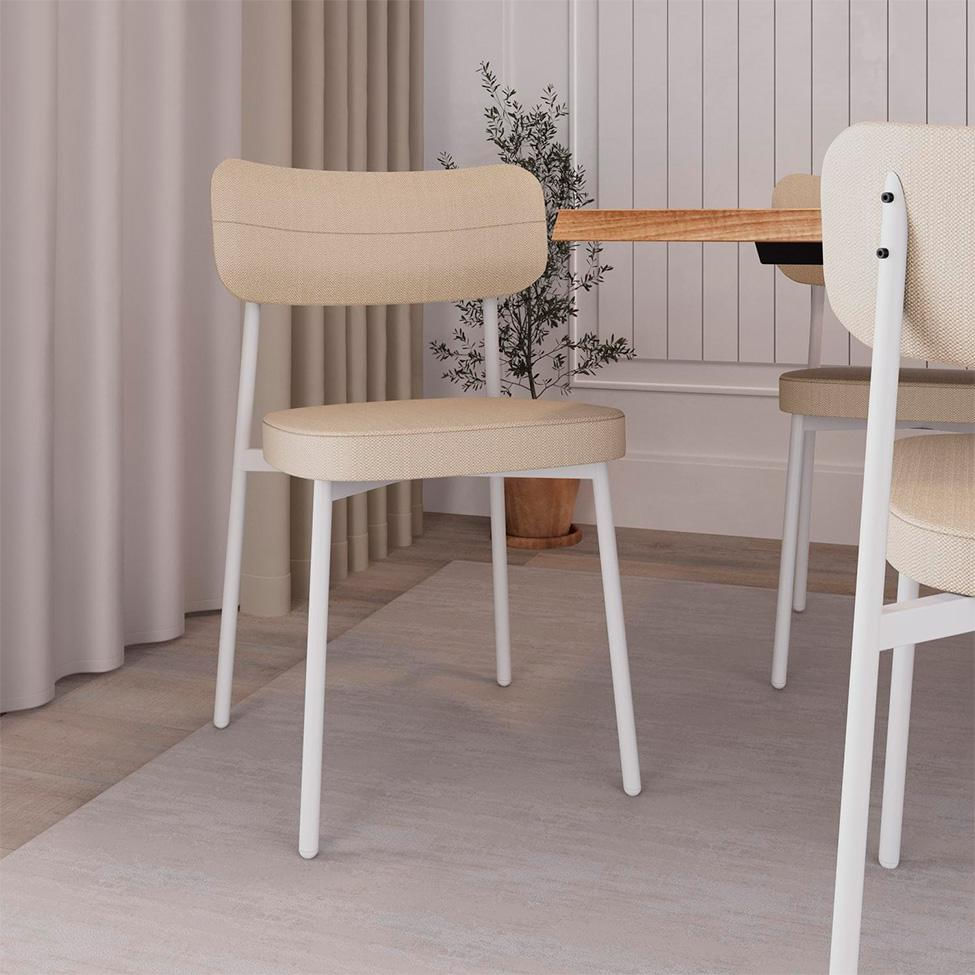 Conjunto com 4 Cadeiras Alloa Polipropileno Areia e Branco