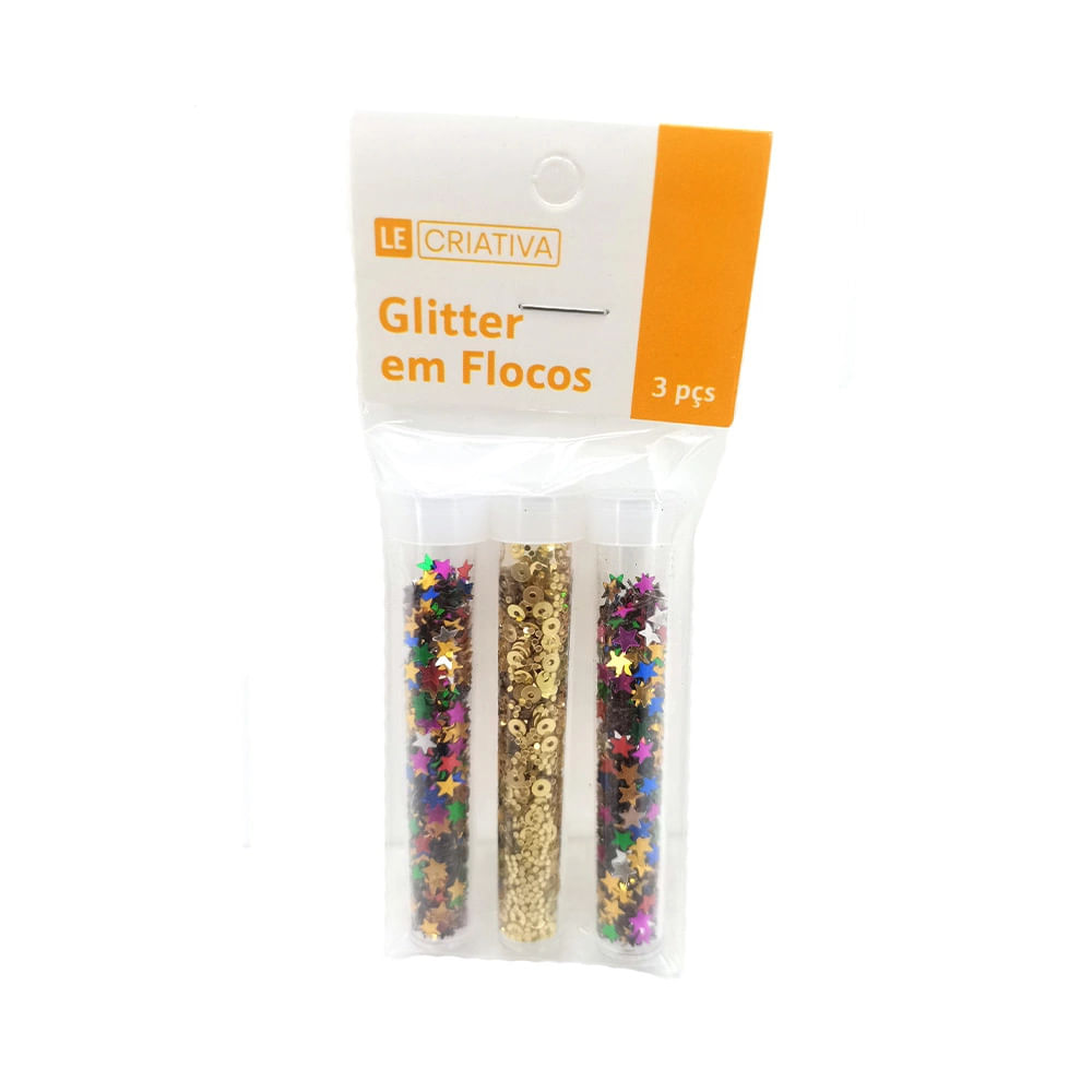 Glitter Le Pol Flocos Forma com 3 Unidades - Item Sortido