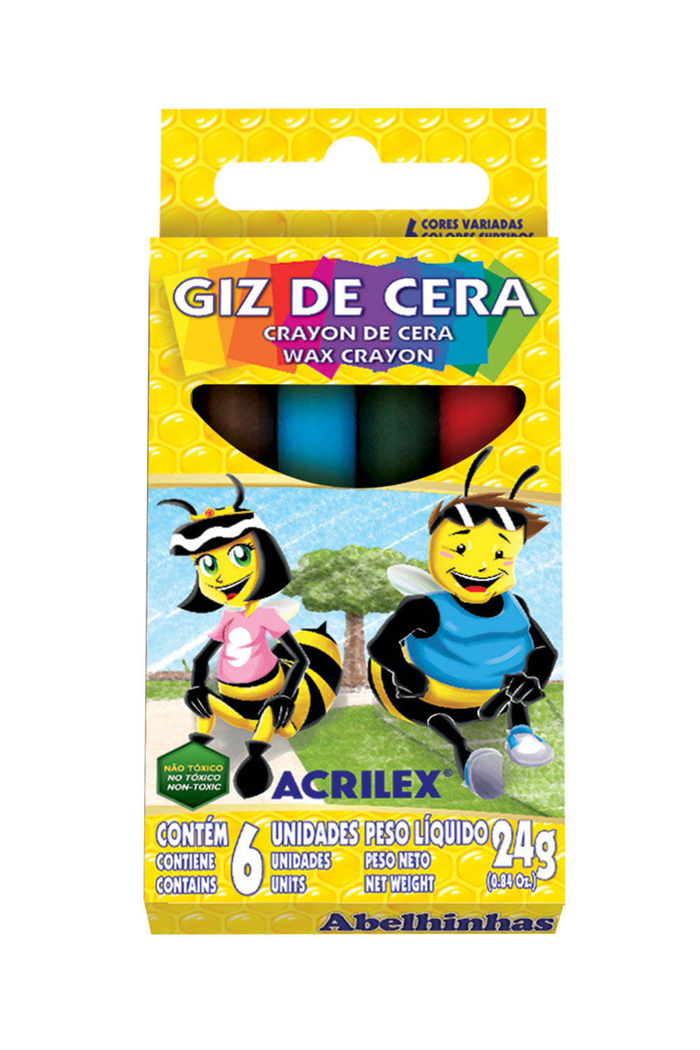 Giz Cera Acrilex Regular com 6 Cores 24g