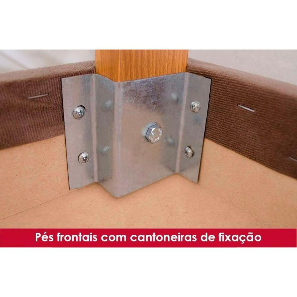 Conjunto Mesa De Cozinha Lins Sc91 Tampo Madeirado Com Vidro Canto Reto 120x80cm E 6 Cadeiras Isa Nature Linho Henn