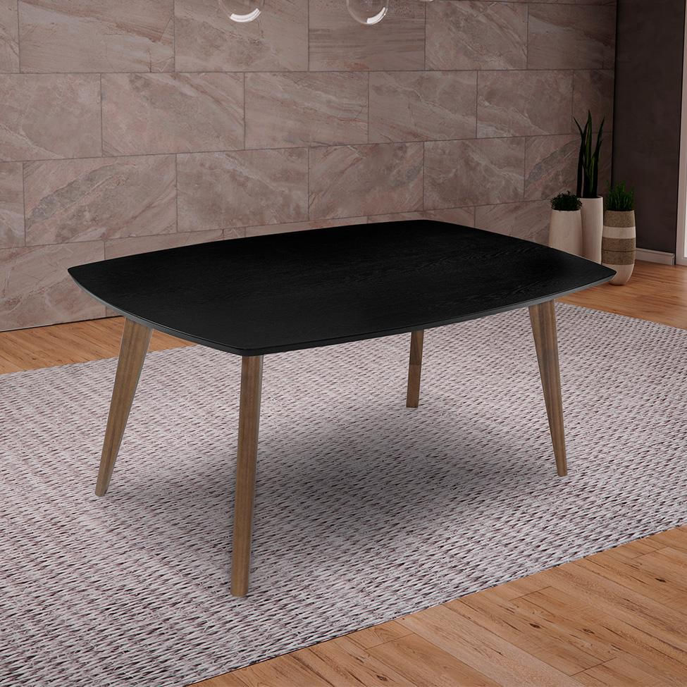 Mesa de Jantar Retangular com Tampo de MDF Florencia Preto e Amêndoa 220 cm