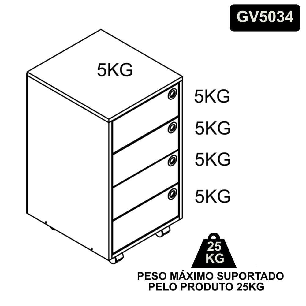 Gaveteiro 36 Cm Para Escritorio 4 Gavetas Gv5034 Mell Arenas Faem Mell Arenas