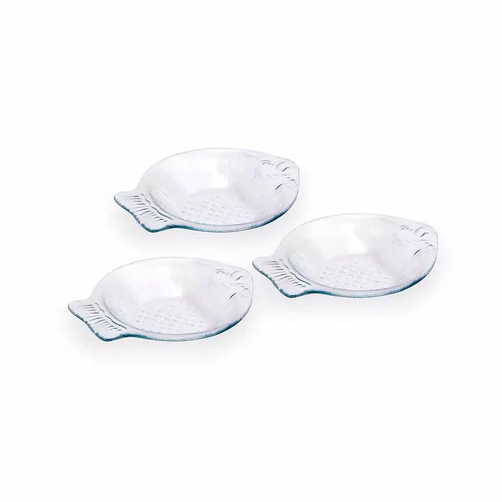 Conjunto de Travessas Peixe Decorglass em Vidro Pequena 3 Peças