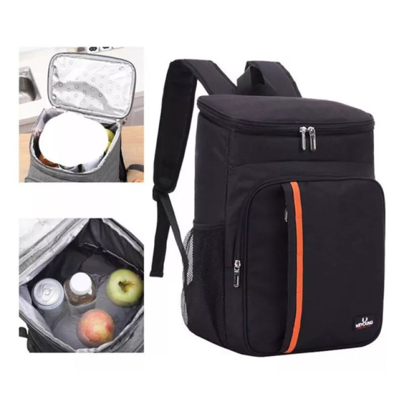 Mochila Bolsa Lancheira Multifuncional Térmica Cooler Bebida Praia Camping Viagem Resistente Impermeável Único / Cinza