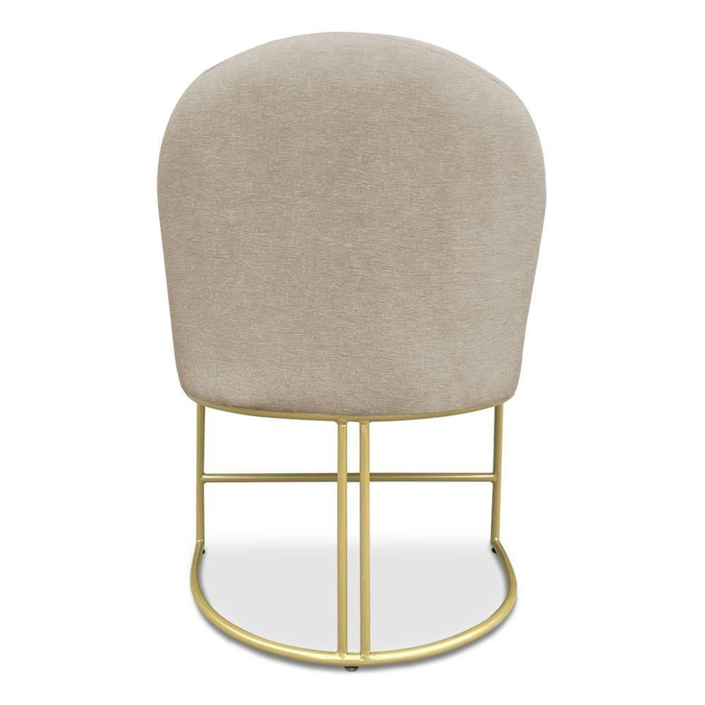 Kit 02 Cadeiras Poltrona De Jantar Bela Suede Base Metálica Industrial Dourado - Pallazio Bege