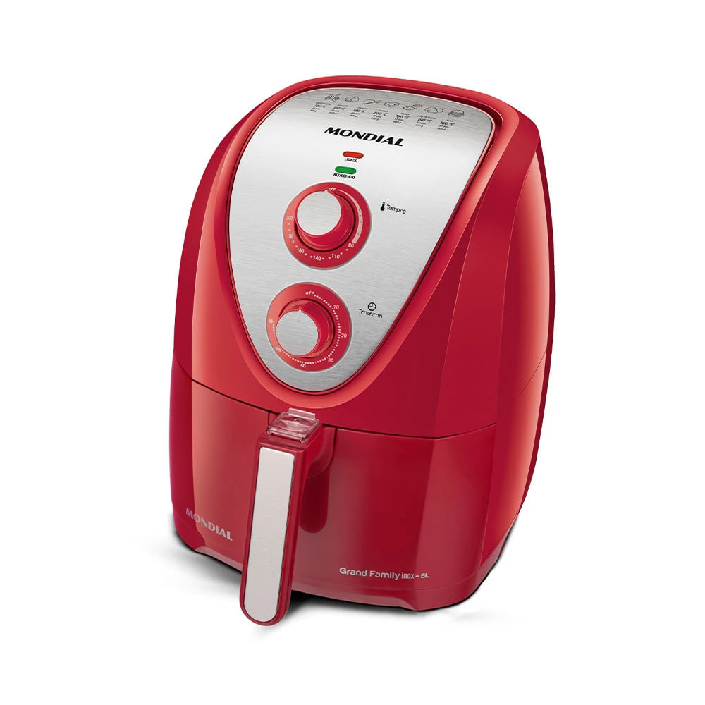 Fritadeira Elétrica Air Fryer Mondial Grand Family Inox AFN-50-RI 5L Vermelha - 127V