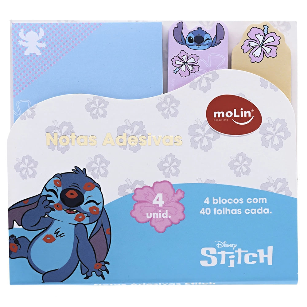 Bloco Adesivo Molin Notes Stitch com 4 Unidades 40 Folhas