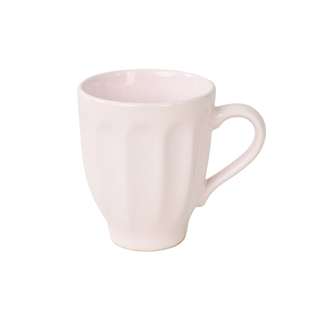 Caneca Haus Decorato em Cerâmica Rosa 280ml