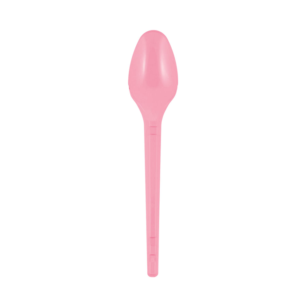 Colher Strawplast para Sobremesa com 50 Unidades Rosa