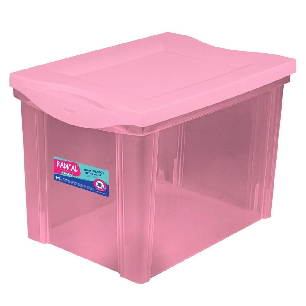 Caixa Organizadora Plástica Alta Rosa 30l Radical Color Ordene