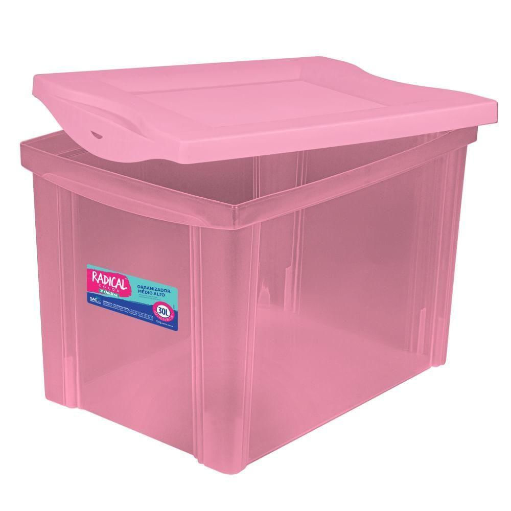 Caixa Organizadora Plástica Alta Rosa 30l Radical Color Ordene