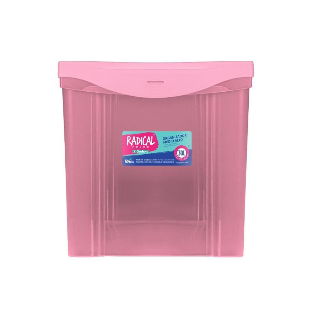 Caixa Organizadora Plástica Alta Rosa 30l Radical Color Ordene