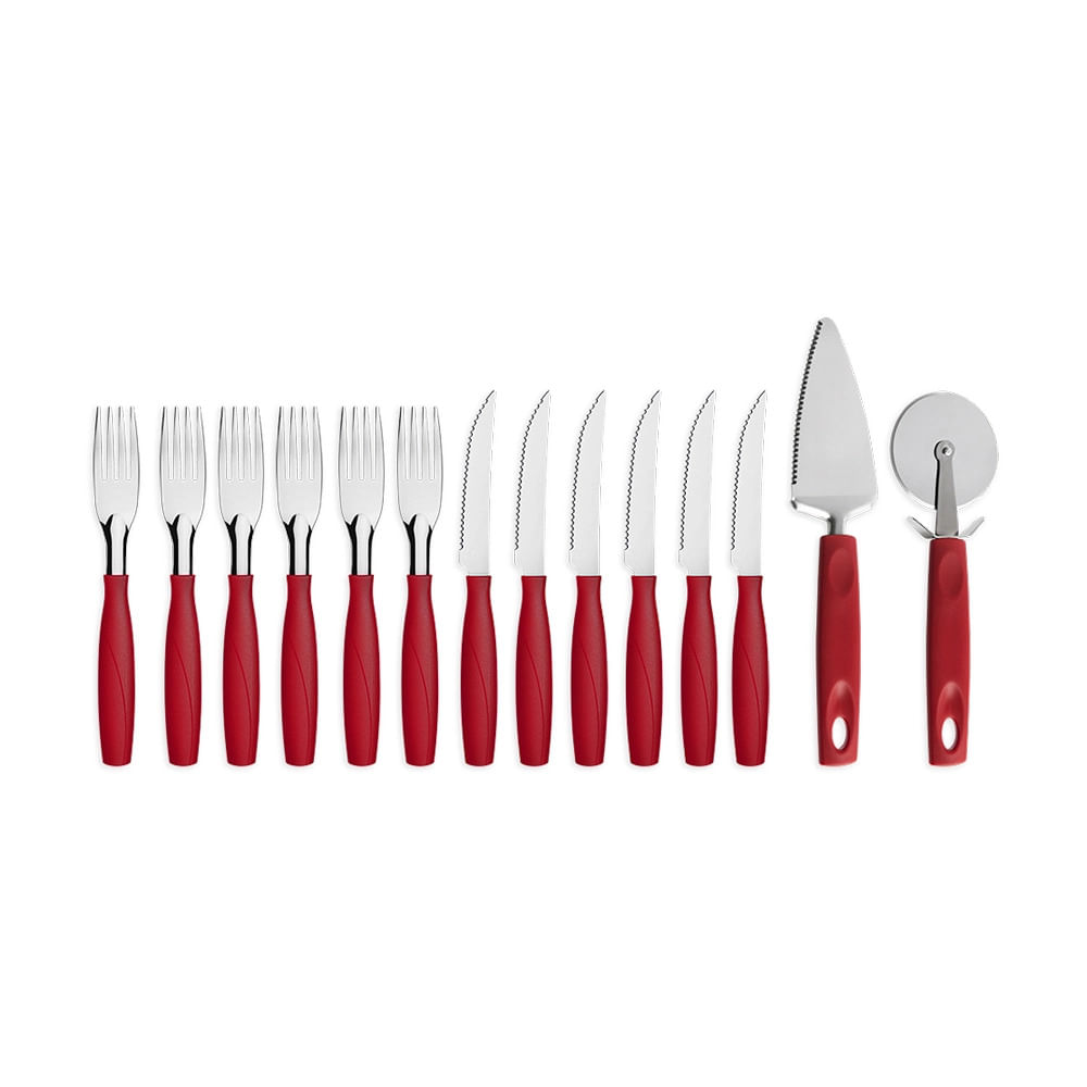 Kit para Pizza Brinox Vermelho 14 Peças