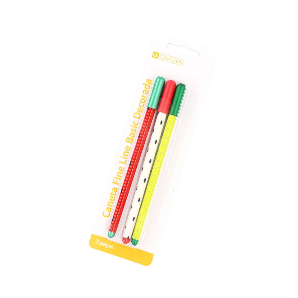 Caneta Fine Line Le Basic Decorada 0.5mm com 3 Unidades