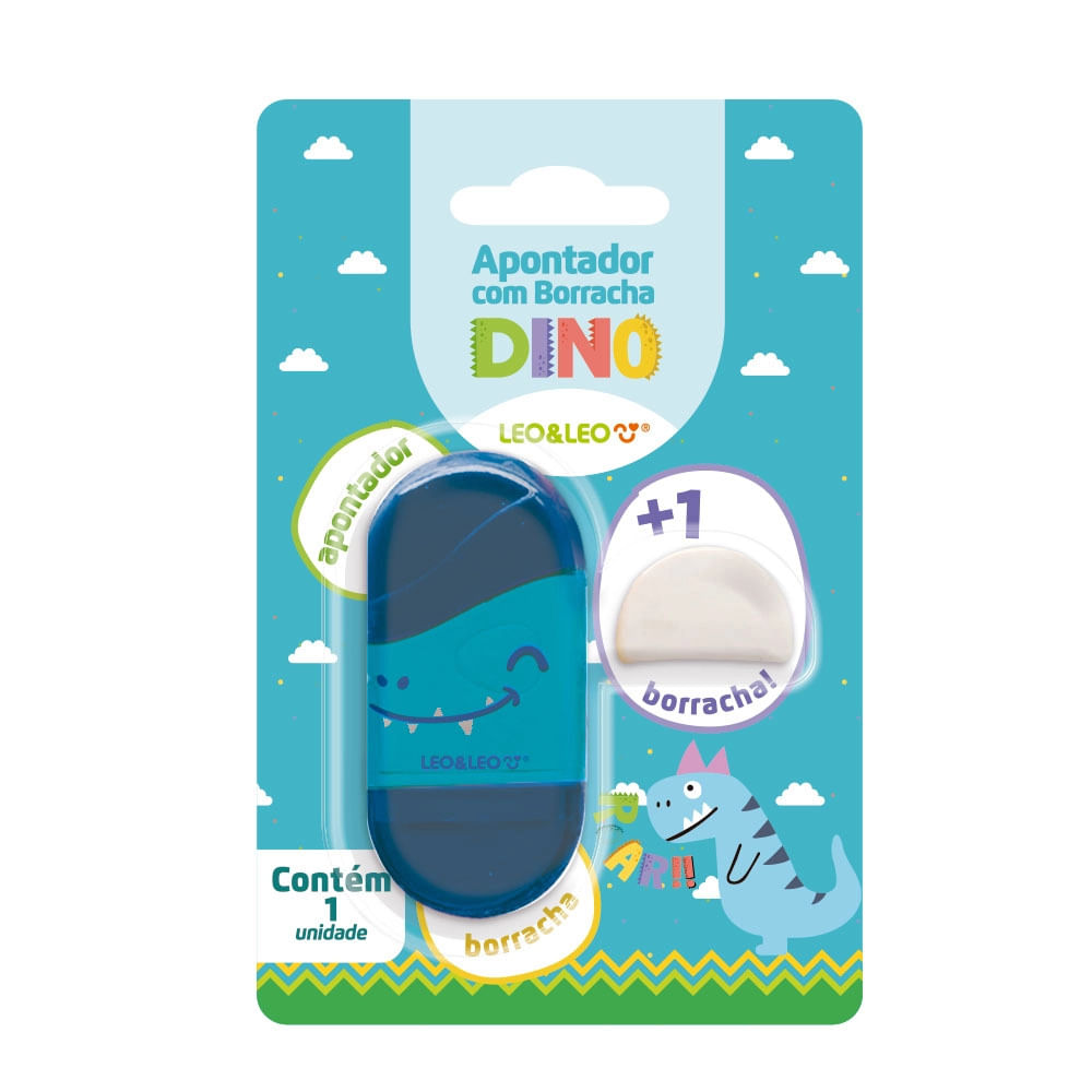 Apontador Leonora Pets com Depósito e Borracha - Cores Diversas