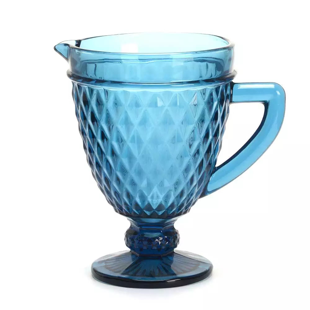 Jarra de Vidro com Textura e Alça Le Greek Azul 1,2L