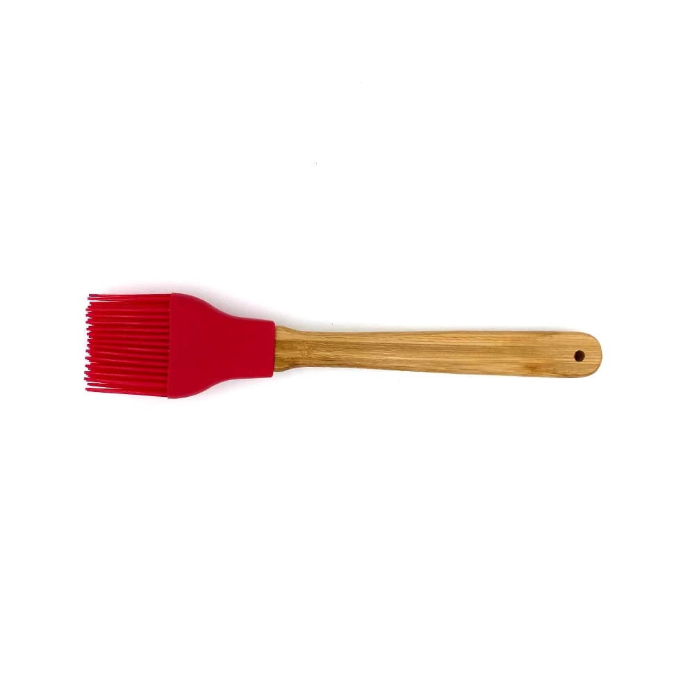 Pincel para Cozinha Le Bamboo em Silicone Vermelho e Cabo de Madeira