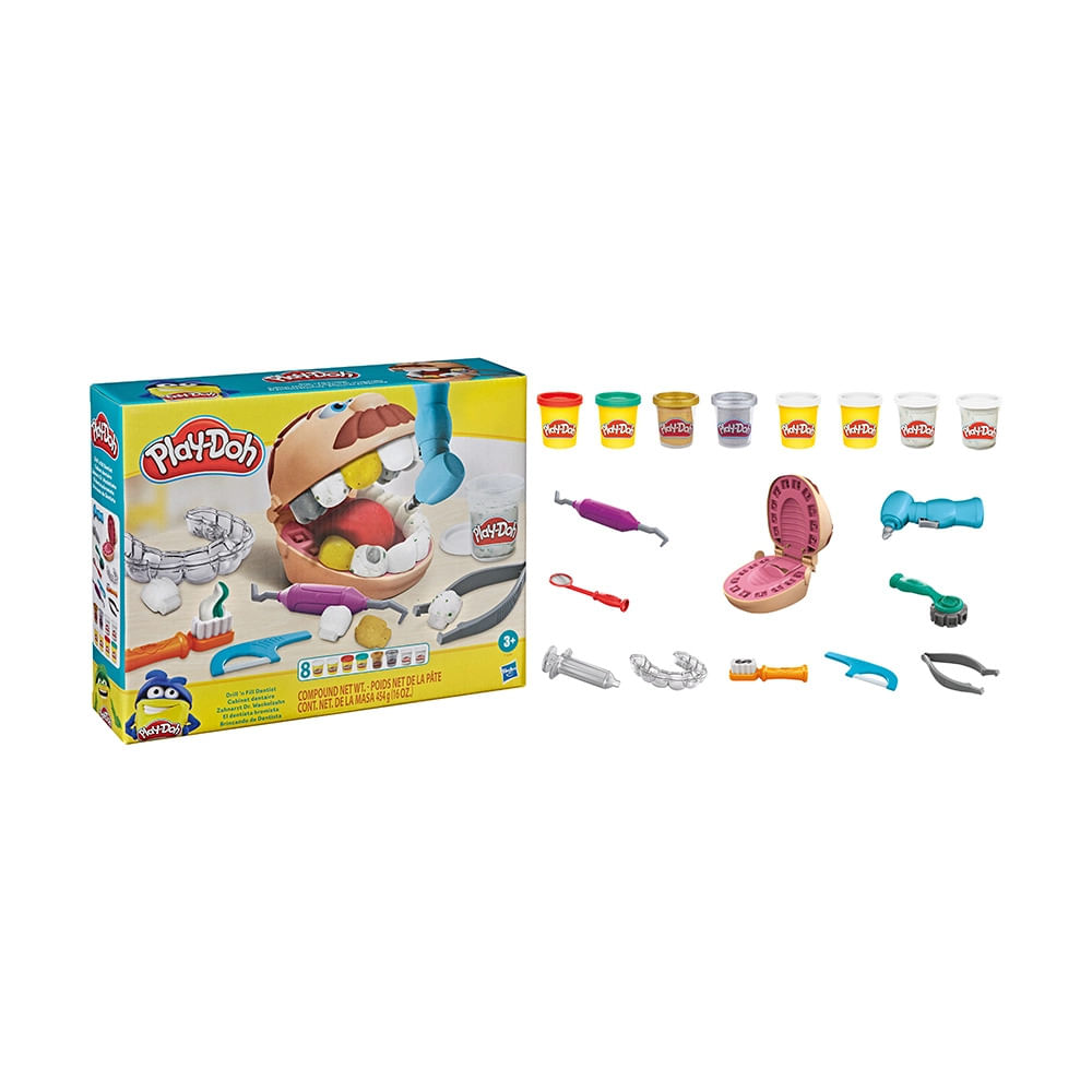 Massa de Modelar Playdoh Conjunto Brincando de Dentista