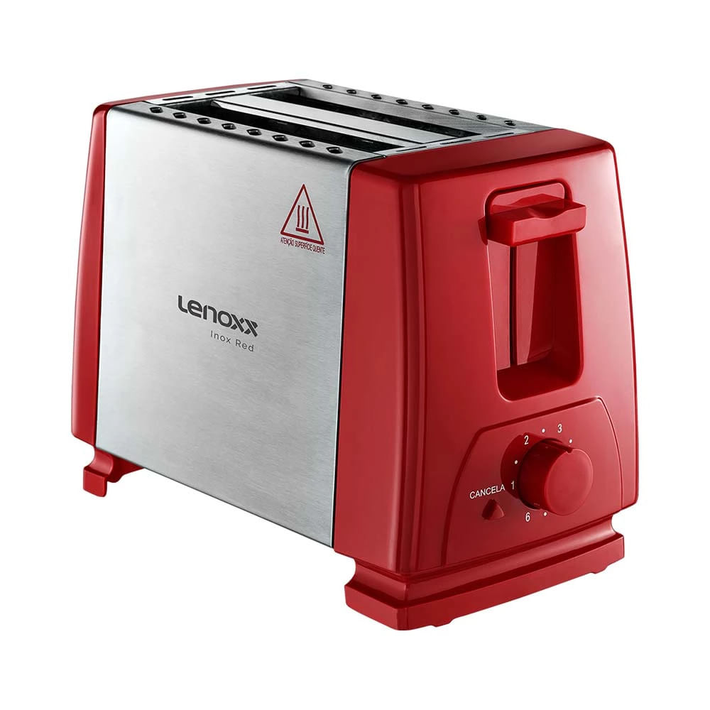 Torradeira Elétrica de Pães Lenoxx Inox Fast PTR203 Vermelho - 127V