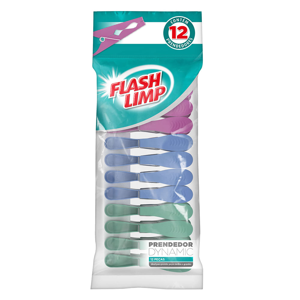 Prendedor de Roupa em Plástico Flashlimp Dynamic 12 Unidades