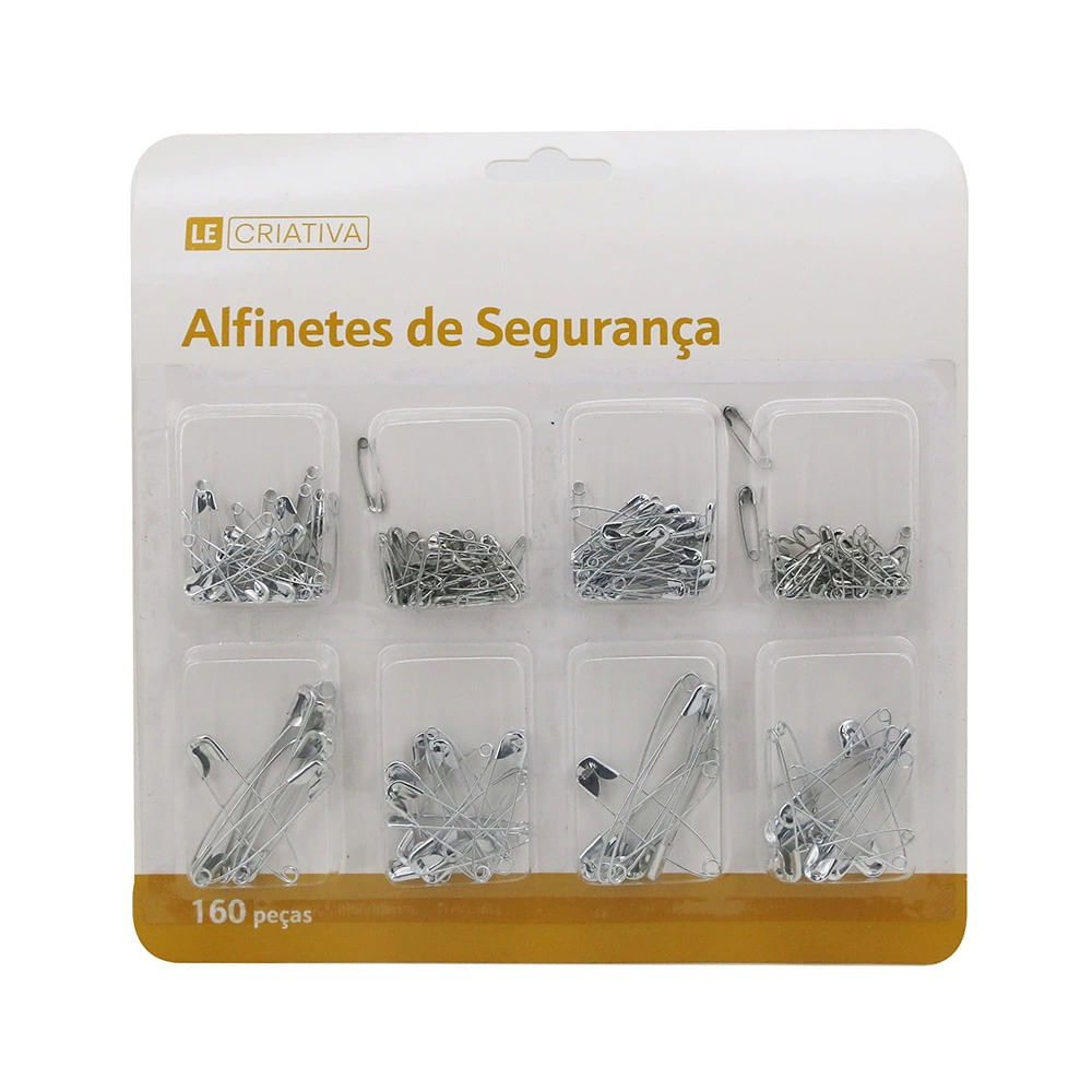 Kit Alfinete de Segurança Mix Le com 160 Unidades Prata