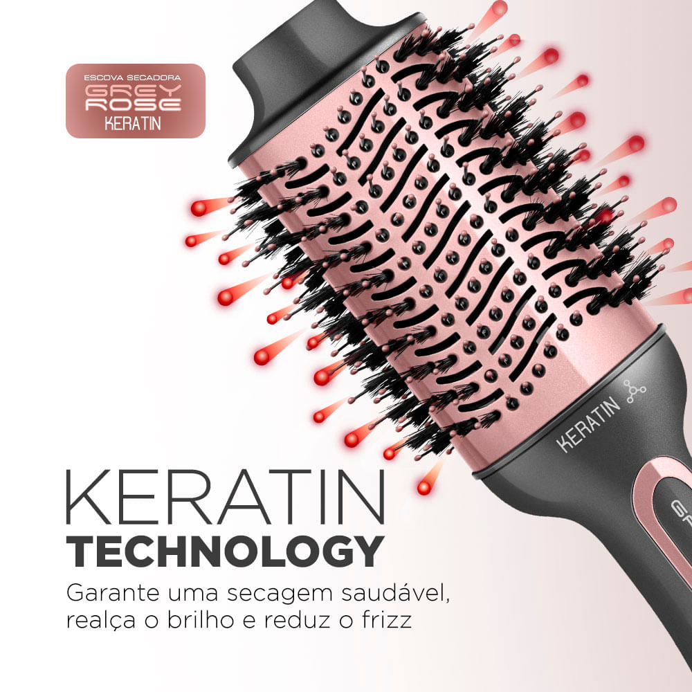 Escova Secadora Mondial Keratin ES-11-BI 1200W Grafite e Golden Rosé - Bivolt