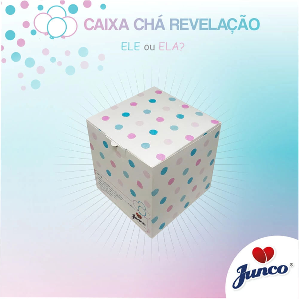 Caixa Chá Revelação Junco Branco com Bolinhas