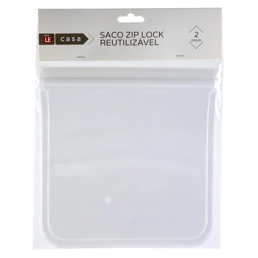 Saco Zip Lock Le Incolor 20,8x20,3cm 2 Peças