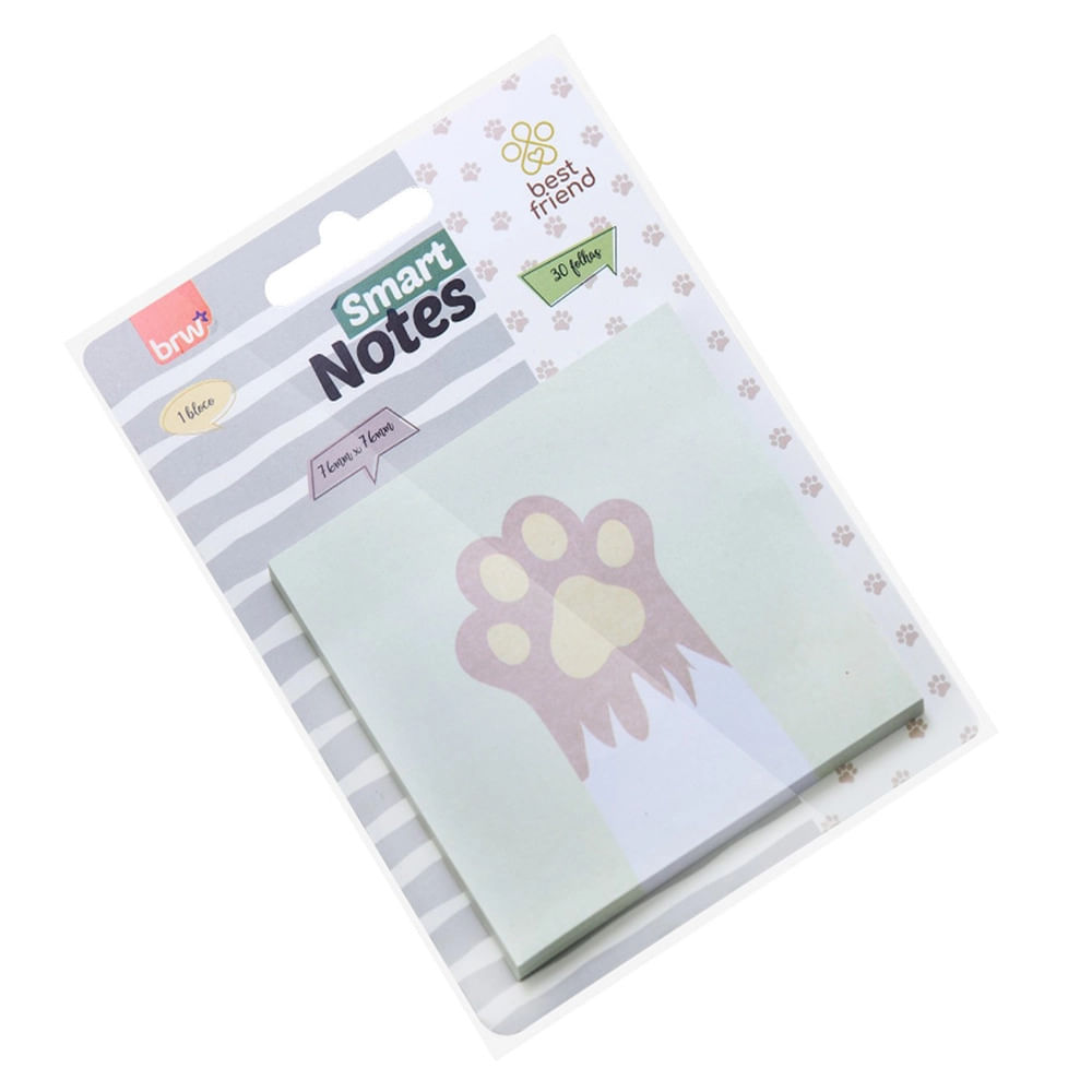 Bloco Adesivo Brw Smart Notes Pets 76x76mm 30 Folhas