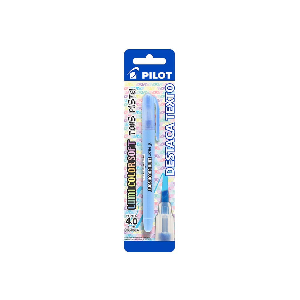 Marcador de Texto Pilot Lumi Color Soft Ponta Chanfrada Azul Pastel 4.0mm