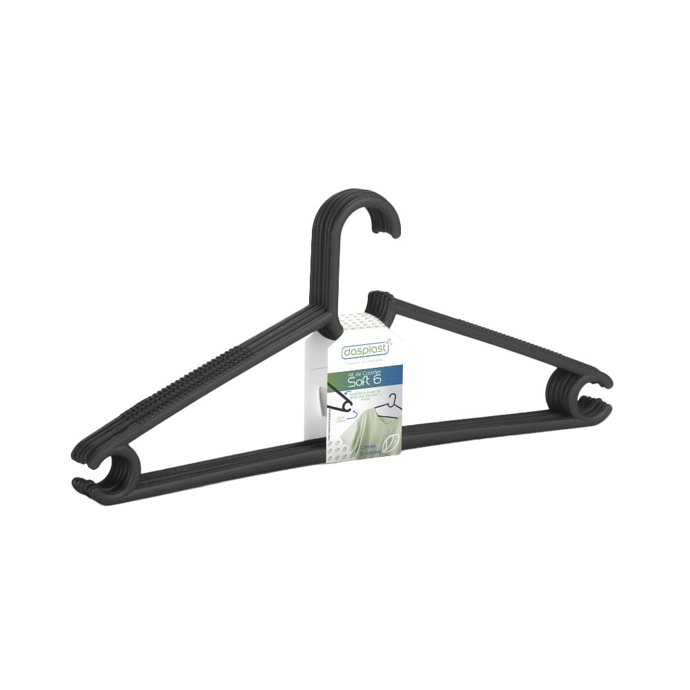 Conjunto de Cabides Dasplast Soft Preto 6 Unidades