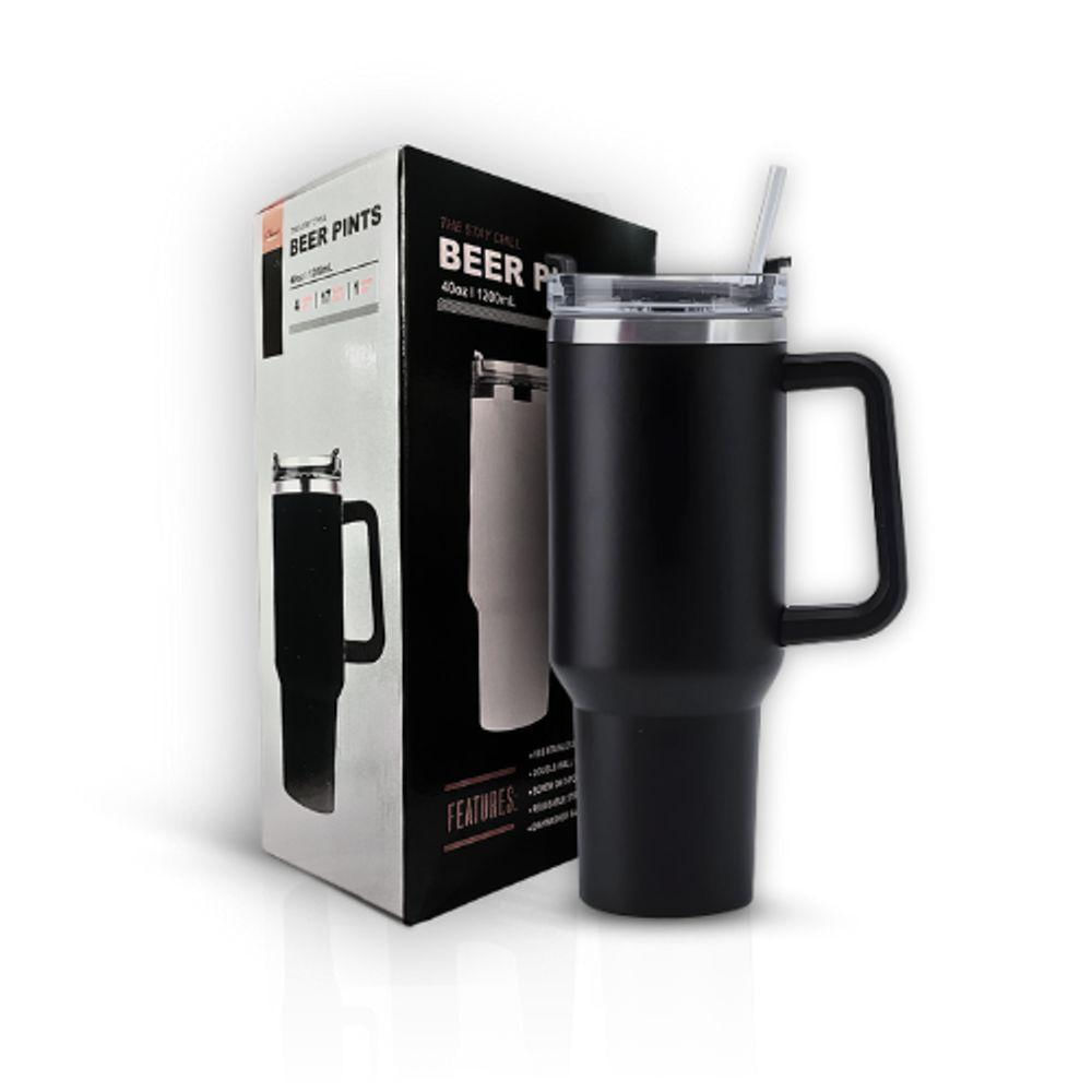 Copo Térmico Grande 1200 Ml Canudo Parede Dupla Cor Preto