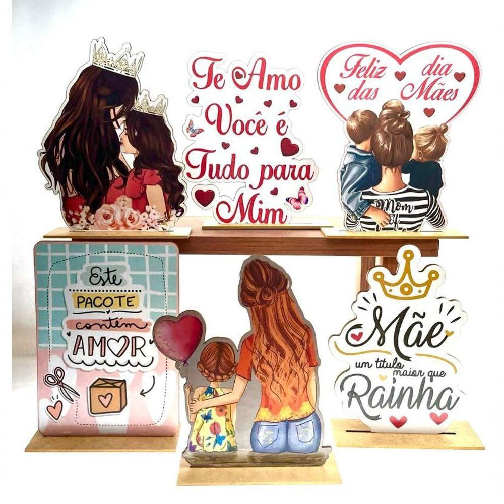 Kit Display De Mesa 6 Peças Festa Dia Das Mães Mdf