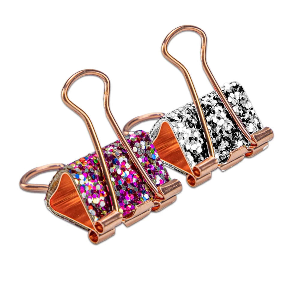 Binder Clip Le Metalizado Glitter Colors 25mm com 04 Unidades