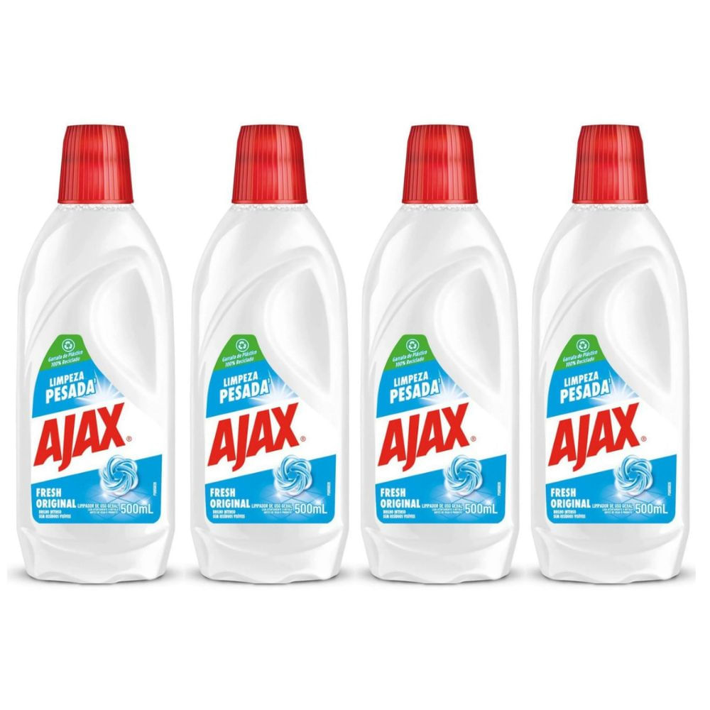 Kit 4 Limpador Diluível Ajax Fresh Limpeza Pesada 500Ml