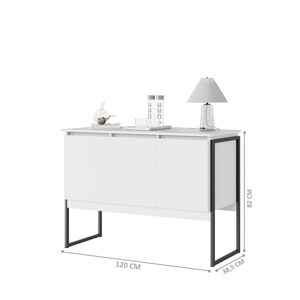 Buffet 3 Portas Classico Siberia - Branco E Preto Branco E Preto