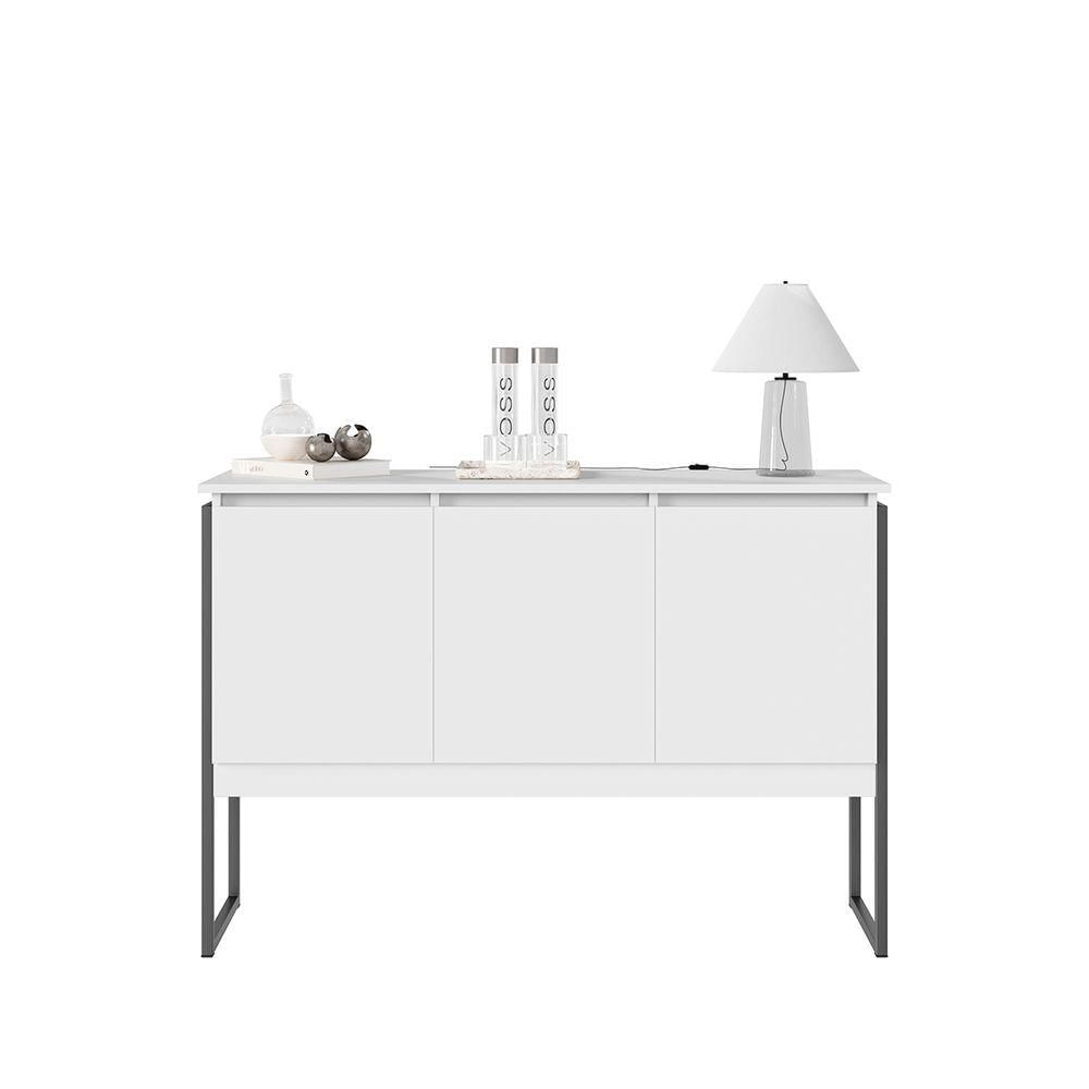 Buffet 3 Portas Classico Siberia - Branco E Preto Branco E Preto