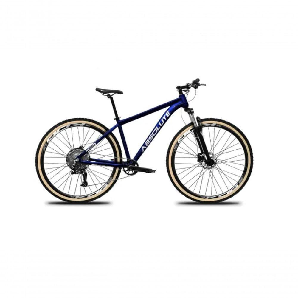 Bicicleta Aro 29 Absolute Nero 5 12v Garfo Trava No Guidão Freios Hidráulicos Com Pneu Faixa Azul Tam 19