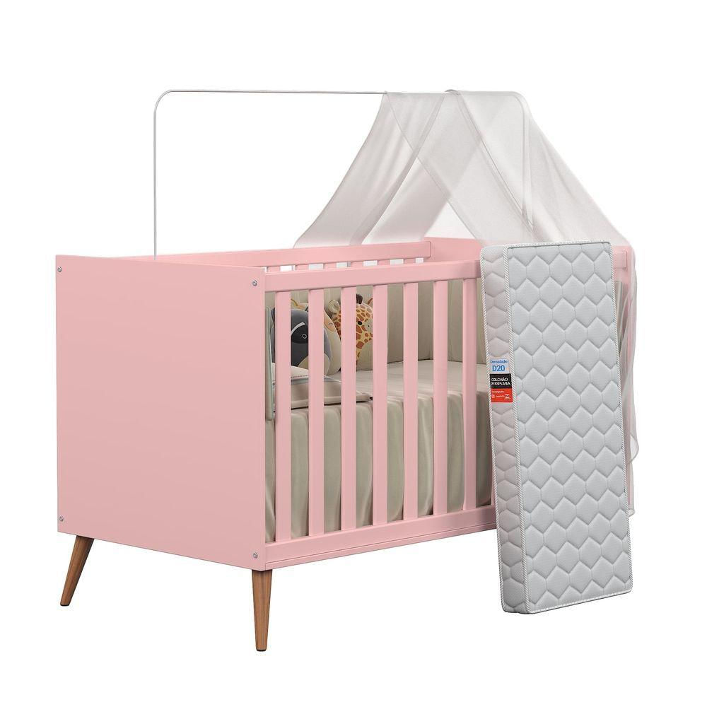 Ms Maciel & Signorini Berço Mini Cama Americano Retrô Para Quarto De Bebê Menino E Menina Com Grade Removível E Colchão