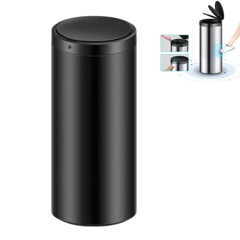 Lixeira Automática Redonda 50l Com Sensor Prática E Moderna Preta