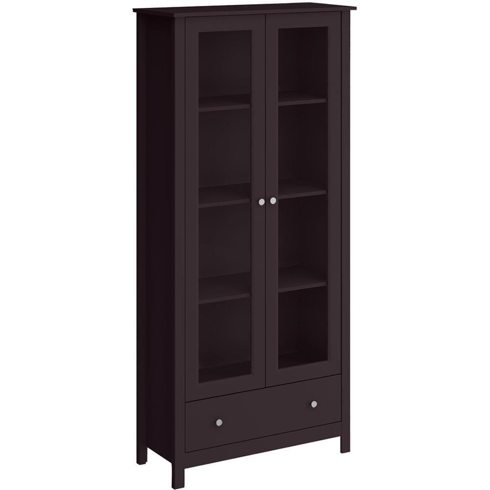 Cristaleira 2 Portas Vidro 1 Gaveta 180x80 Cm E954 Preto Dtall Preto