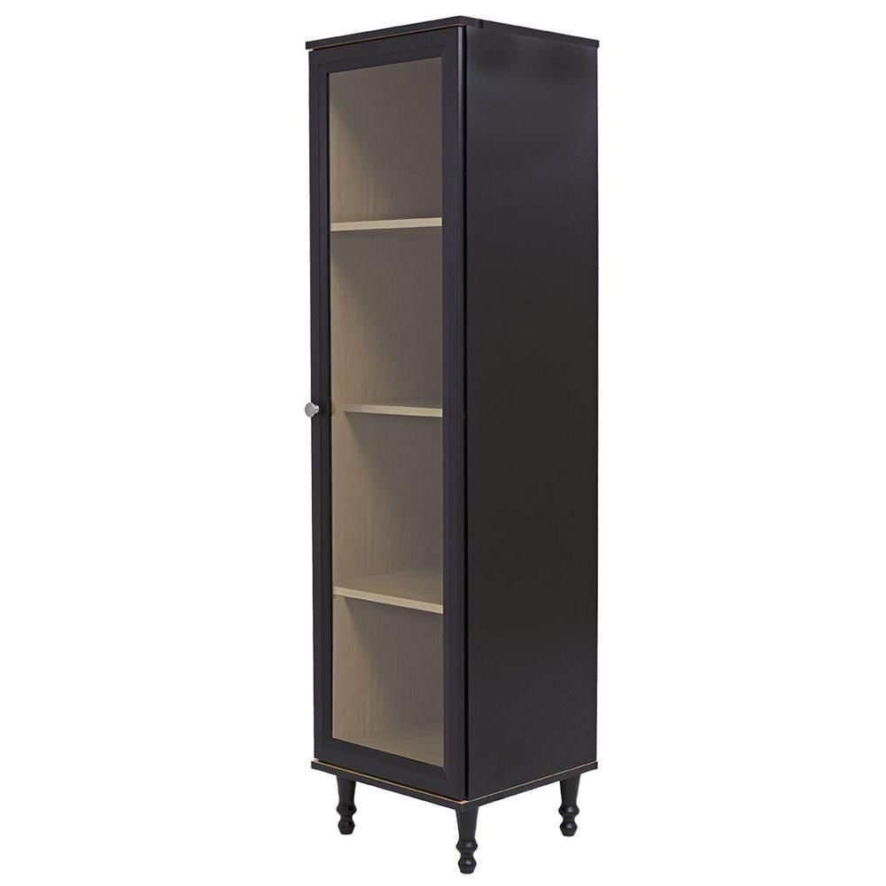 Cristaleira 1 Porta Vidro Pés Madeira 151x40 Cm E963 Preto Dtall Preto