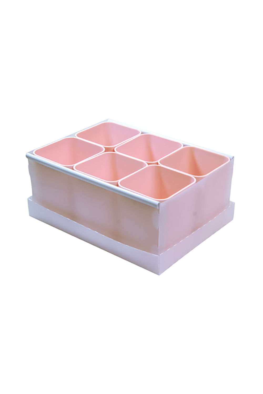 Caixa Organizadora Dello com 6 Divisórias Rosa 24,5x17,5x10,2cm