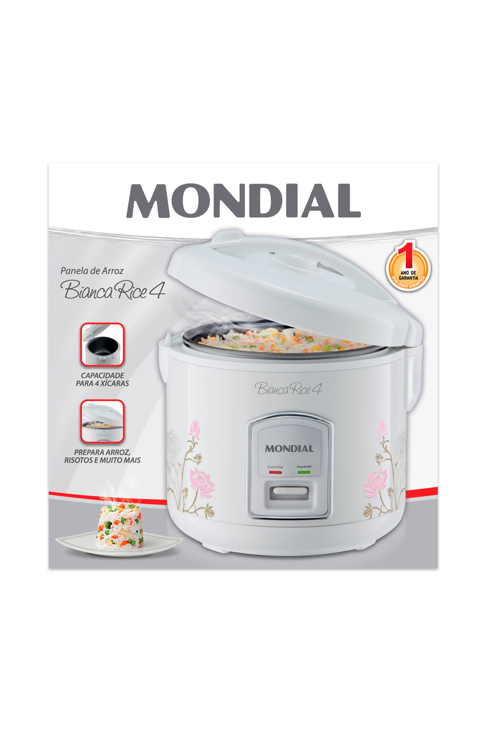 Panela Elétrica de Arroz Mondial Bianca Rice NPE-05-5X Branca 5 Xícaras - 127V